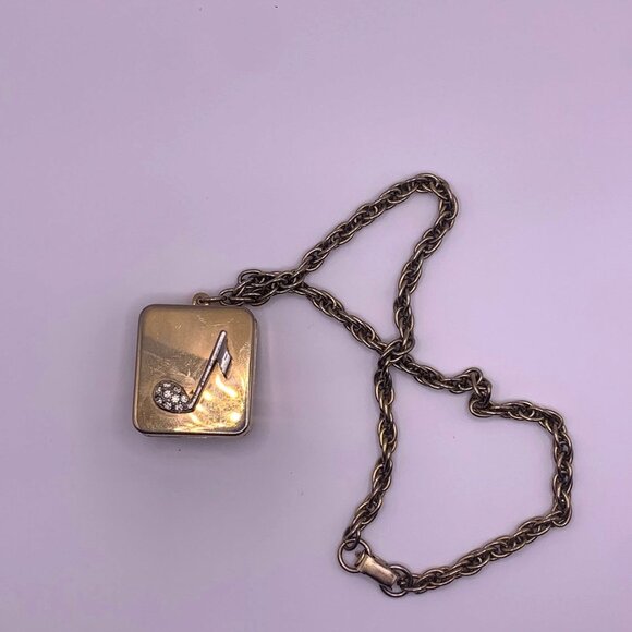 Beautiful Vintage Swiss Reuge Music Box Necklace/Charm Necklace with Music Note - Picture 1 of 9